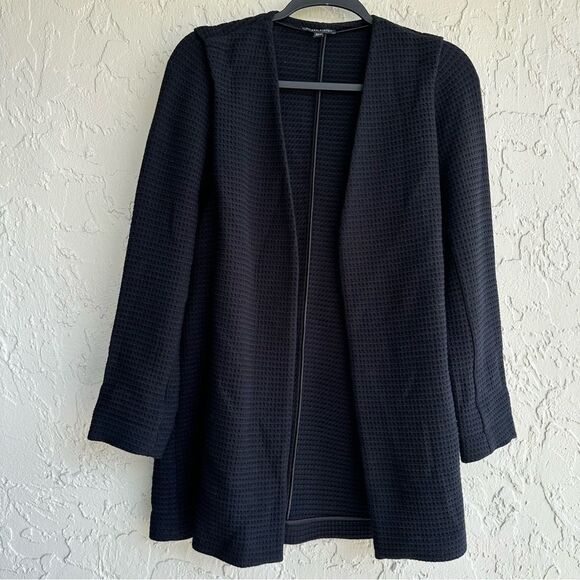 EILEEN FISHER Sweater Cardigan Women XS Waffle Open Front Minimalist - Picture 1 of 8